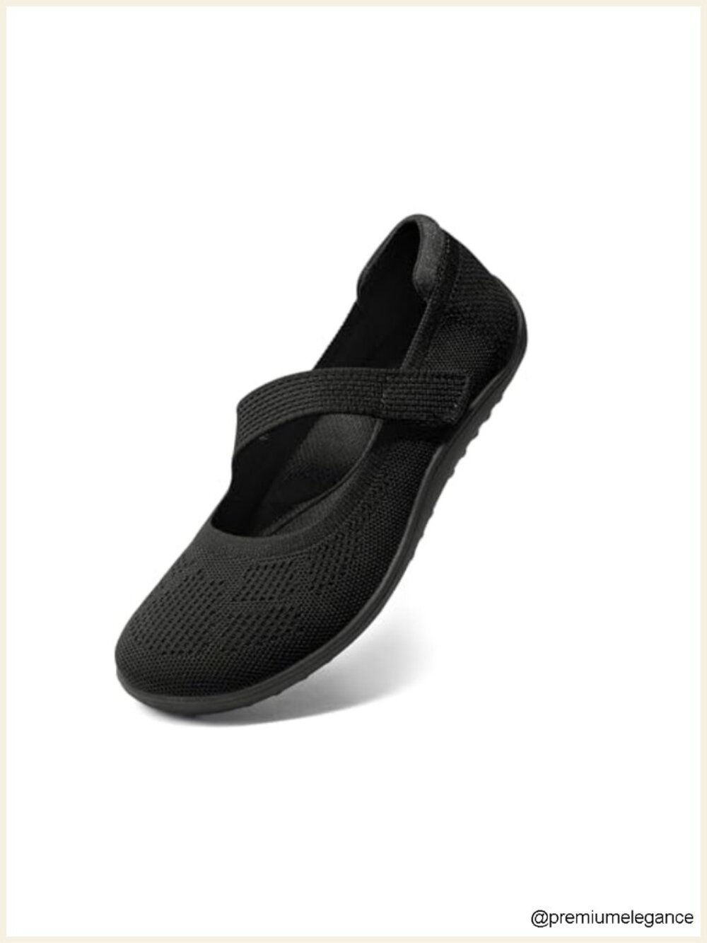 Women's Mary Jane Flats Wide Toe Box Knit Ballet Flats Adjustable Straps